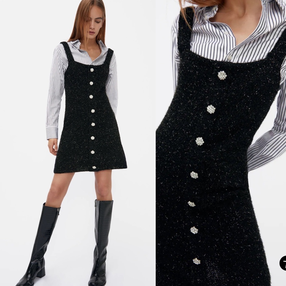 ZARA M jewel button dress winter